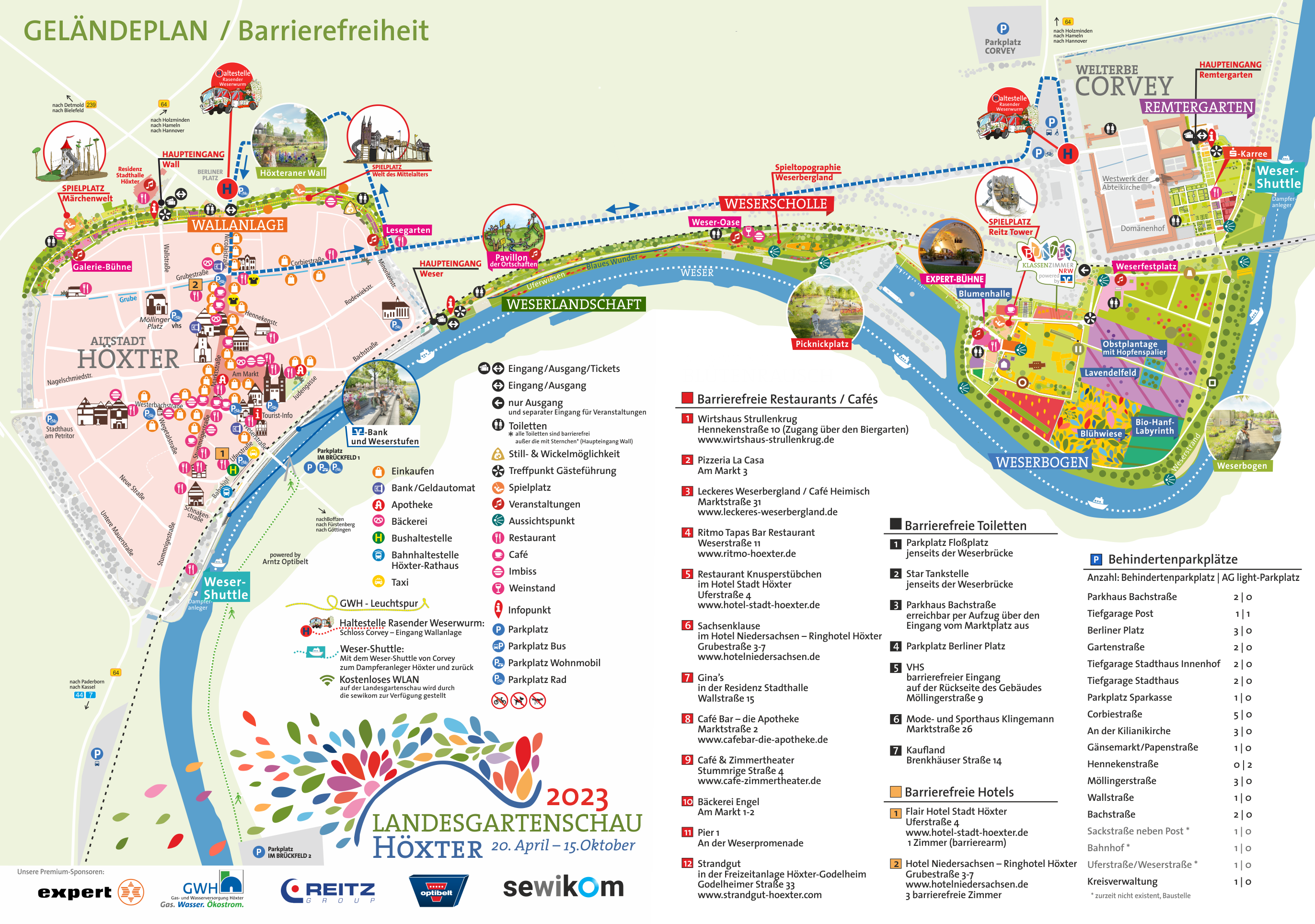 Plan vom Gelände des Huxarium Gartenparks
